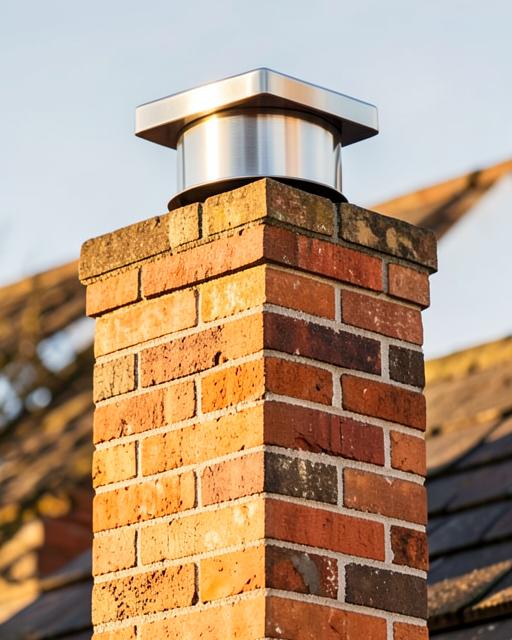 Restored brick chimney with a new stainless cap